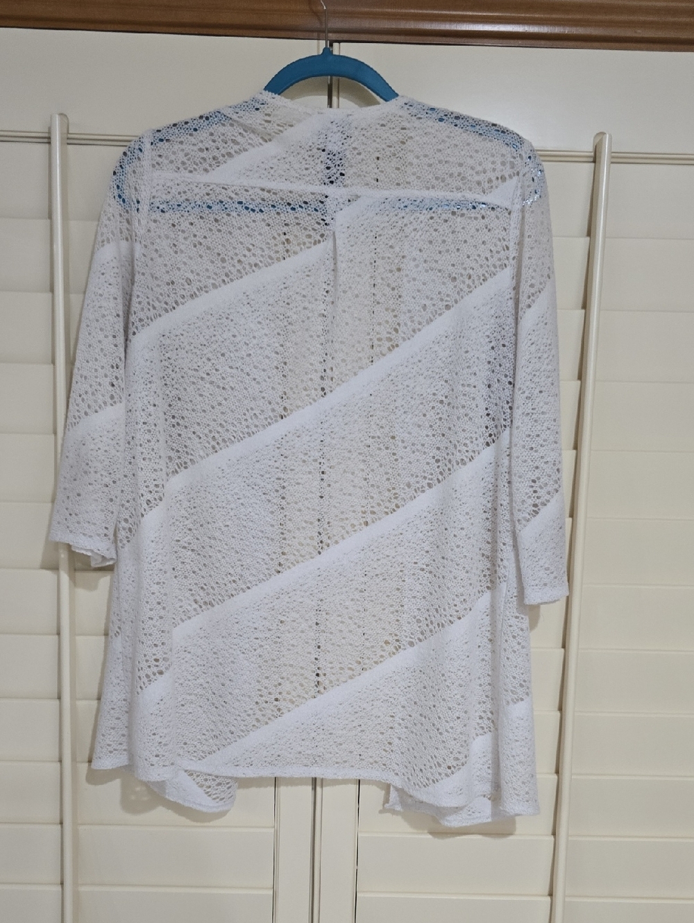 Travelers Collection By Chicos Lightweight White Open Crochet Cardigan - Picture 2 of 4